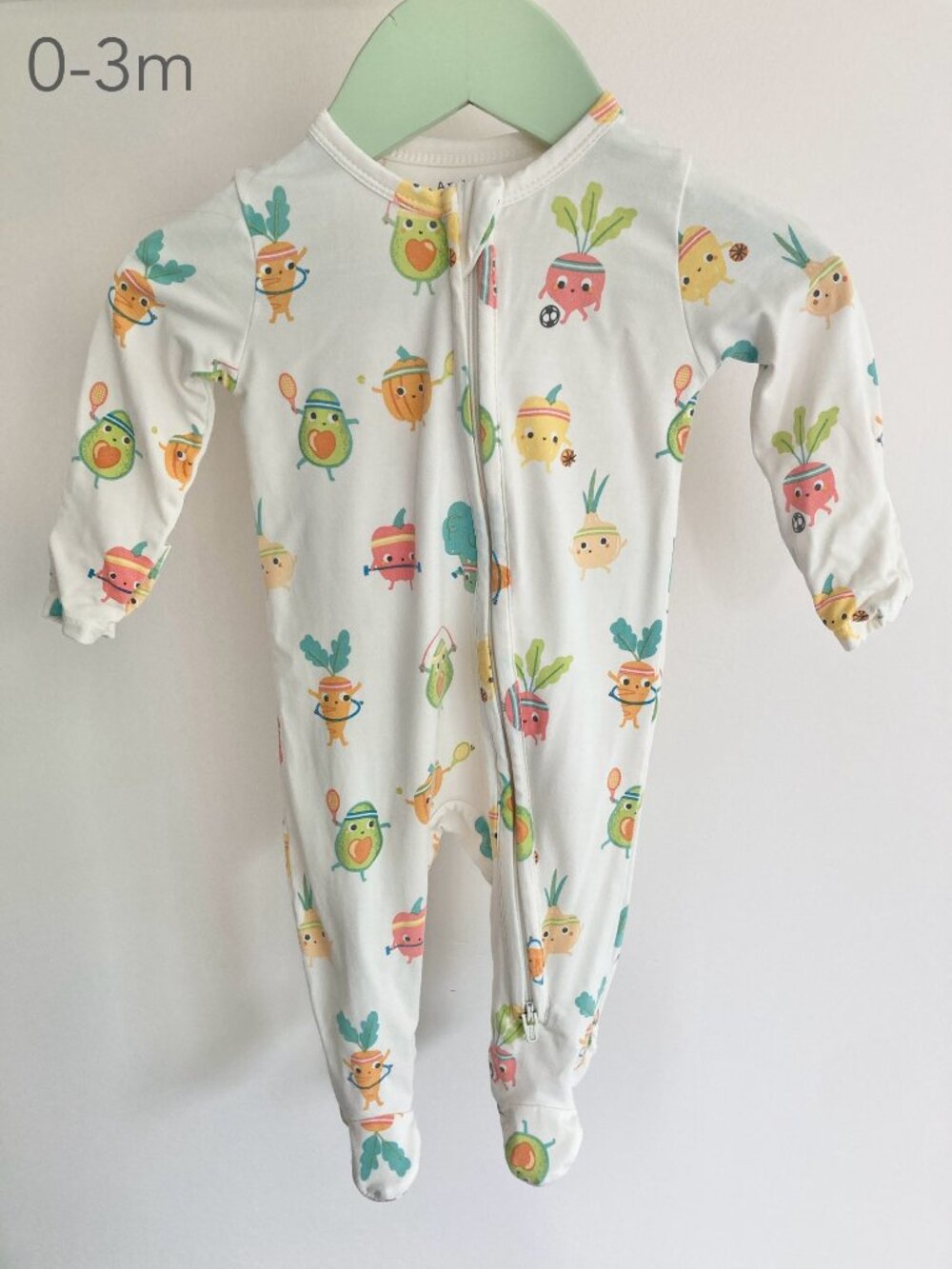 💙2/$25 Angel Dear 0-3 Months Baby Vegetable Workout Exercise Zip Sleeper